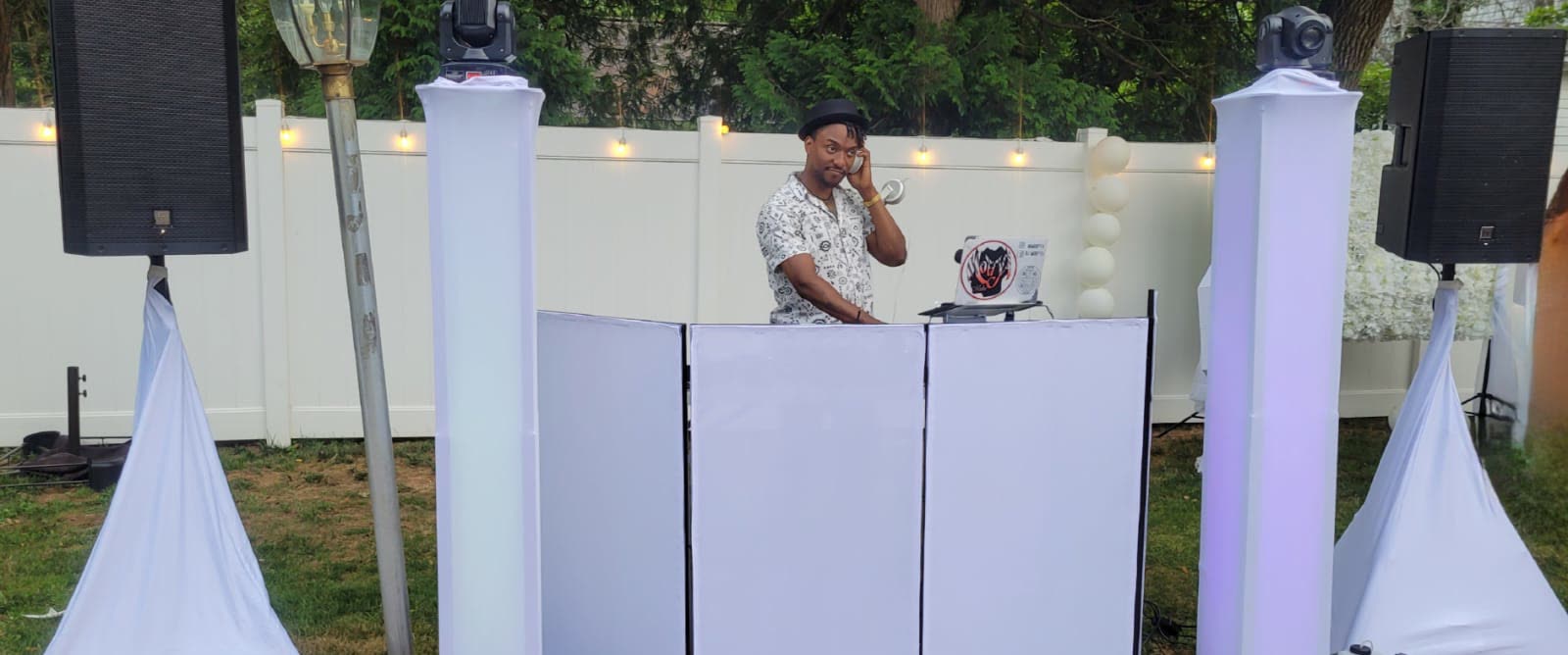 Backyard wedding DJ setup