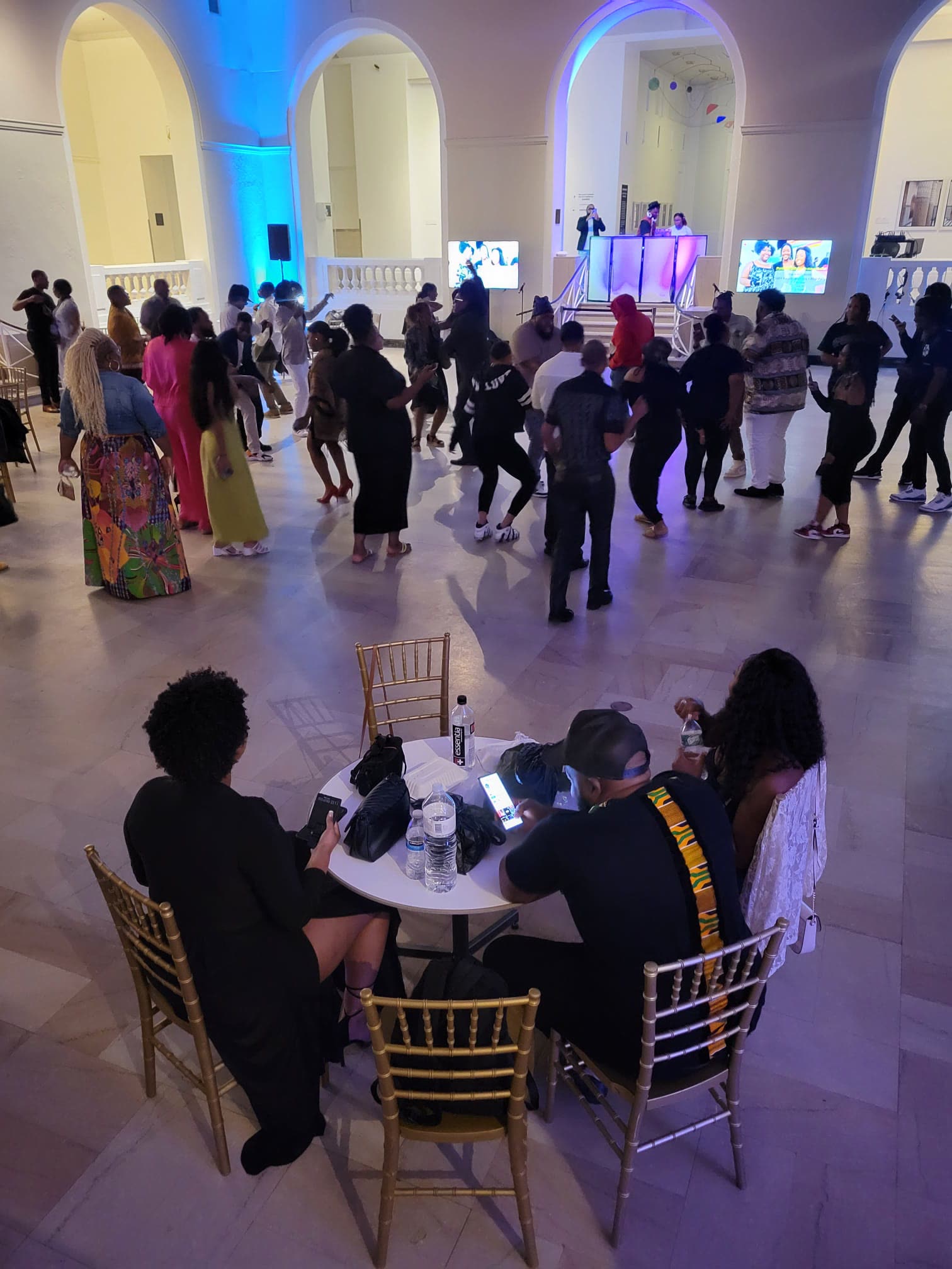 Dance floor with blue lighting